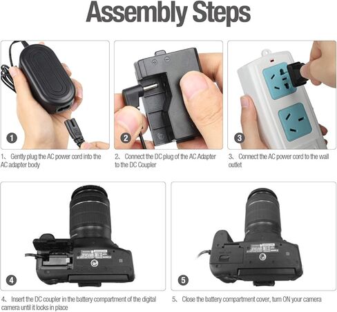 قطعتان من بطاريات LP-E10 + محول طاقة تيار متردد ACK-E10 لكاميرات Canon EOS Rebel T3 T5 T6 T7 T100 Kiss X50 X70 X80 X90 1100D 1200D 1300D 1500D 4000D (متوافقة بنسبة 100% مع الأصلي) in Kuwait