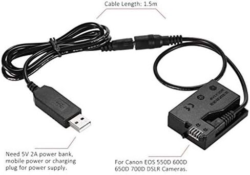 Honza -E8 بطارية الدمية مع كابل محول USB لبنك الطاقة DC لاستبدال LP-E8 لكاميرات 550D 600D 650D 700D DSLR in Kuwait