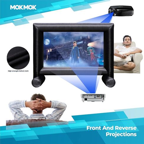 Mokmok Inflatable Projector Screen 16ft Inflatable Movie Screen Outdoor with Air Blower and Storage Bag, Front and Rear Projection Inflatable Projector Screen for Outside Movie Night in Saudi Arabia