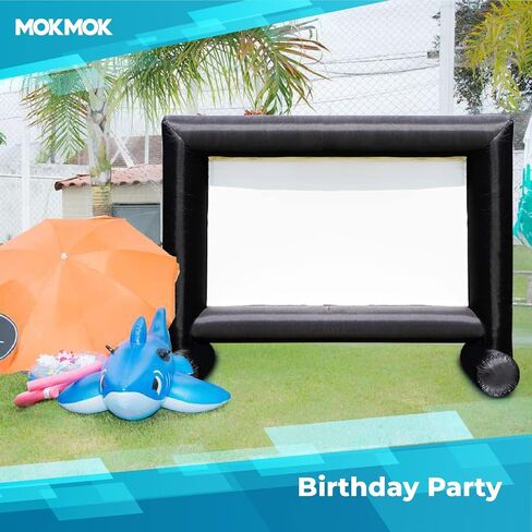 Mokmok Inflatable Projector Screen 16ft Inflatable Movie Screen Outdoor with Air Blower and Storage Bag, Front and Rear Projection Inflatable Projector Screen for Outside Movie Night in Saudi Arabia