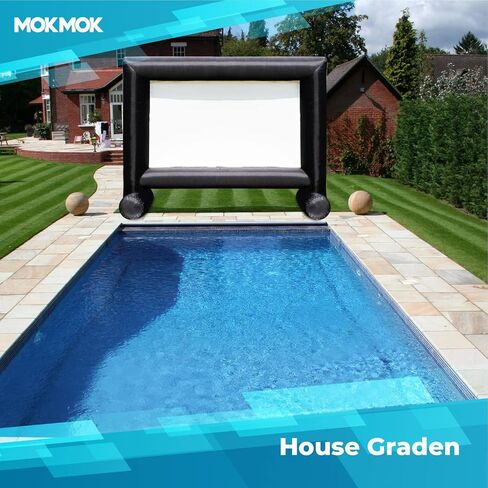 Mokmok Inflatable Projector Screen 16ft Inflatable Movie Screen Outdoor with Air Blower and Storage Bag, Front and Rear Projection Inflatable Projector Screen for Outside Movie Night in Saudi Arabia