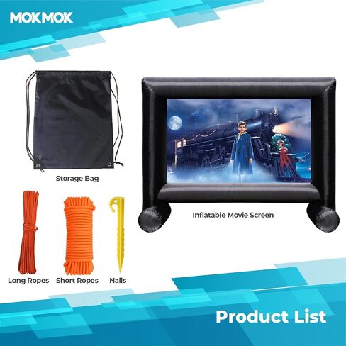 Mokmok Inflatable Projector Screen 16ft Inflatable Movie Screen Outdoor with Air Blower and Storage Bag, Front and Rear Projection Inflatable Projector Screen for Outside Movie Night in Saudi Arabia