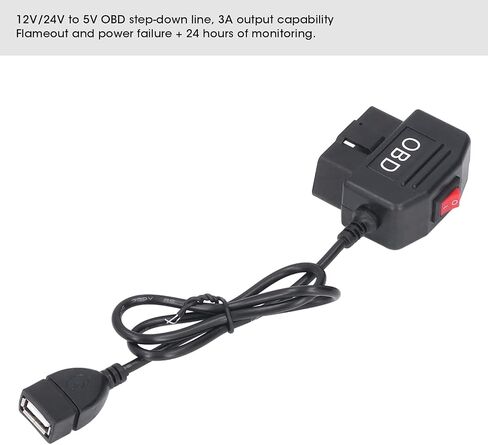 كابل طاقة Yosoo Health Gear obd، كابل محول طاقة 48 سم/18.9 بوصة obd مع زر تبديل وضع Acc حماية الجهد المنخفض مناسب لشحن هاتف كاميرا داش in Saudi Arabia