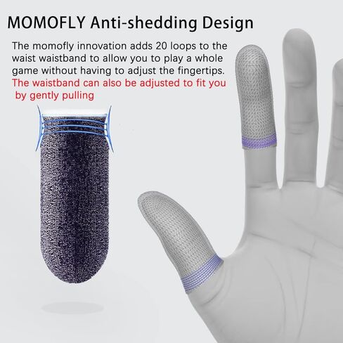مومو فلاي اغطية اصابع للالعاب مصنوعة من الالياف الفضية بنسبة 60% (6 عبوات) مضادة لازالة الشاشات التي تعمل باللمس وجيدة التهوية ومضادة للعرق لتصوير الاطلاق على الهاتف المحمول للعبة بابجي in Kuwait