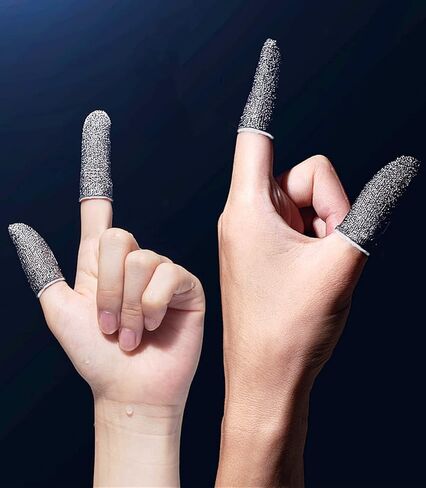 مومو فلاي اغطية اصابع للالعاب مصنوعة من الالياف الفضية بنسبة 60% (6 عبوات) مضادة لازالة الشاشات التي تعمل باللمس وجيدة التهوية ومضادة للعرق لتصوير الاطلاق على الهاتف المحمول للعبة بابجي in Kuwait