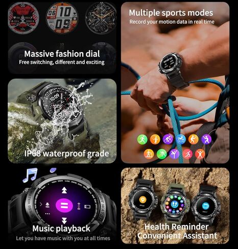 ساعات ذكية للنساء والرجال، ساعة ذكية مع ضغط الدم، مراقب أكسجين الدم، جهاز تتبع اللياقة البدنية المقاوم للماء IP68، شاشة 1.32 بوصة عالية الدقة لمراقبة النوم، ساعة تتبع الصحة لنظام iOS وأندرويد (أخضر) in Kuwait