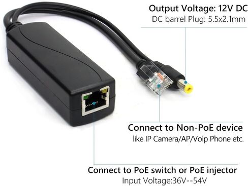 ANVISION Active 48V to 12V PoE Splitter Adapter, IEEE 802.3af Compliant 10/100Mbps, DC 12V Output in Saudi Arabia