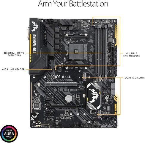 ASUS TUF X470-Plus Gaming AMD Ryzen 2 AM4 DDR4 HDMI DVI M.2 ATX Motherboard in Saudi Arabia