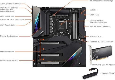 GIGABYTE Z590 AORUS Xtreme (LGA 1200/ Intel/ Z590/ E-ATX/Triple M.2/ USB 3.2 Gen2X2 Type-C/Intel WiFi 6E/ AQUANTIA 10GbE LAN/Intel Thunderbolt 4/ AORUS PRO Gen4 AIC Adaptor/Gaming Motherboard) in Saudi Arabia
