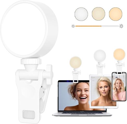 Elfofle 54 LED Selfie Ring Light 3 Color Light Portable LED Video Clip Light 3000K-6500K للهاتف والكمبيوتر المحمول والمكياج ومؤتمرات الفيديو والكاميرا in Kuwait