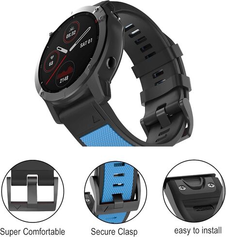 OVERSTEP Compatible with Fenix 5 Watch Band for Garmin Fenix 5 Plus/Fenix 6/Fenix 6 Pro/Fenix 7/Forerunner 935/Forerunner 945/Approach S62/Quatix 5, Green in Saudi Arabia