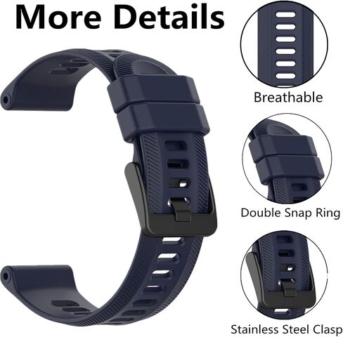 سوار Ankersaila من السيليكون الناعم متوافق مع Garmin Forerunner 955/Forerunner 945/Forerunner 935/Instanct 2/Instanct/Descent G1/Fenix ​​6/Fenix ​​6 Pro/Fenix ​​5/Fenix ​​5 Plus (كحلي) in Kuwait