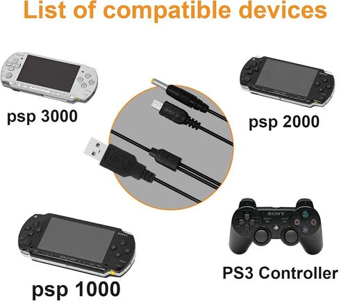 سكور ميكوكو كيبل شاحن PSP، شاحن محمول 2 في 1 لجهاز بلاي ستيشن بي اس بي، كيبل بيانات USB وسلك شحن بديل لوحدة تحكم سوني PSP 1000 2000 3000 - 4 قدم in Saudi Arabia