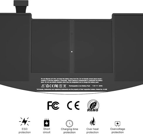 بطارية POWERWOO A1465، A1406 A1370 A1495 بطارية بديلة لأجهزة الكمبيوتر المحمول MacBook Air 11 بوصة (منتصف 2011 2012 2013 أوائل 2014 إصدار 2015) - أداء عالي [39Wh/7.6V/5100mAh] in Saudi Arabia