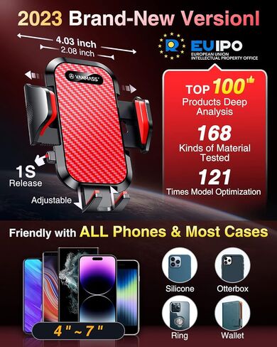 VANMASS Car Phone Holder 2026 Ultimate Military-Grade Strongest Suction & Clip Windshield Dashboard【Newest Best Strongest】Cell Phone Shower & Wall Mounts for iPhone 17 Pro Max 16 15 14 13 Android in Kuwait