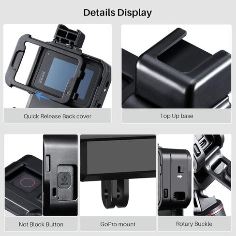 ULANZI G8-9 حافظة واقية خفيفة الوزن لـ Gopro 8 أسود، 2 حامل حذاء بارد لميكروفون Gopro ملحقات مدونة فيديو متوافقة مع حامل ثلاثي القوائم Selfie Stick Monopod in Kuwait