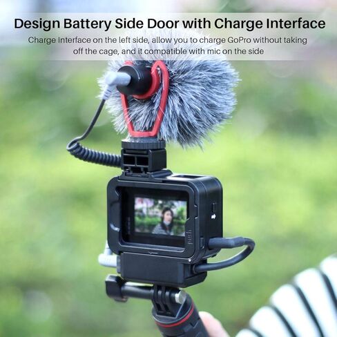 ULANZI G8-9 حافظة واقية خفيفة الوزن لـ Gopro 8 أسود، 2 حامل حذاء بارد لميكروفون Gopro ملحقات مدونة فيديو متوافقة مع حامل ثلاثي القوائم Selfie Stick Monopod in Kuwait