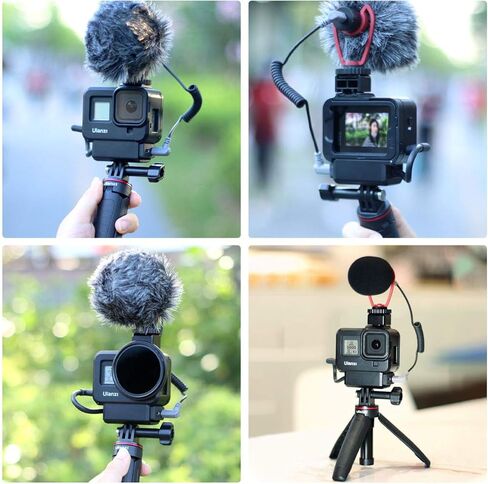 ULANZI G8-9 حافظة واقية خفيفة الوزن لـ Gopro 8 أسود، 2 حامل حذاء بارد لميكروفون Gopro ملحقات مدونة فيديو متوافقة مع حامل ثلاثي القوائم Selfie Stick Monopod in Kuwait
