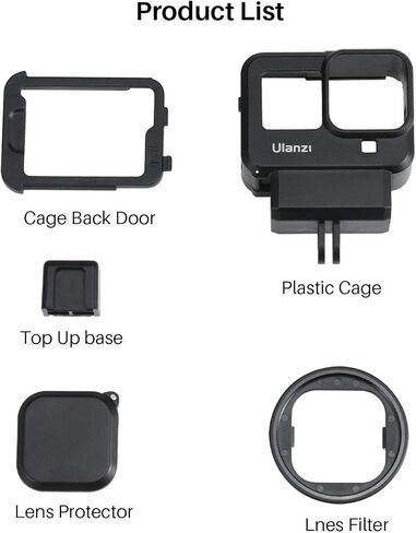 ULANZI G8-9 حافظة واقية خفيفة الوزن لـ Gopro 8 أسود، 2 حامل حذاء بارد لميكروفون Gopro ملحقات مدونة فيديو متوافقة مع حامل ثلاثي القوائم Selfie Stick Monopod in Kuwait