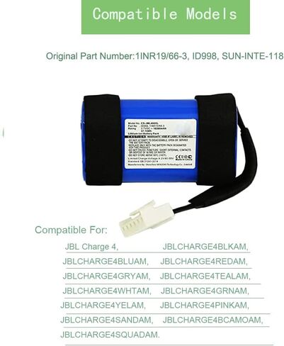 Palowextra 3.7V 10200mAh Battery Replacement for JBL Charge 4, Charge 4J, JBLCHARGE4BLUAM Speaker,1INR19/66-3, ID998, SUN-INTE-118 in Saudi Arabia