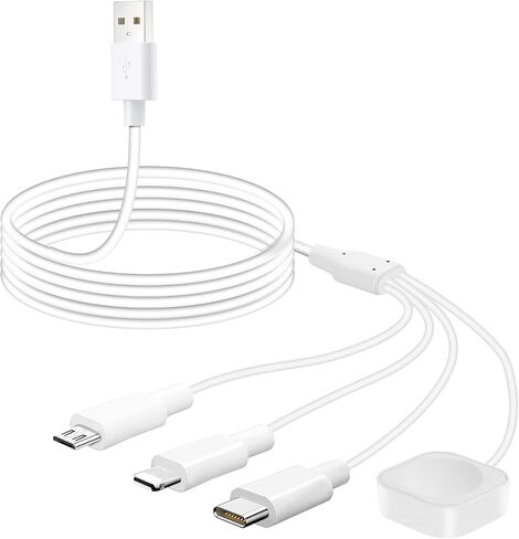 KOIPLMES 4 in 1 Watch Charger Cable, Fast Watch Charging Cord, Multi USB Charging Cable Compatible with Watch Series SE 8 7 6 5 4 3 2 1 &Phone&Tablets (1.2M/4ft) in Saudi Arabia