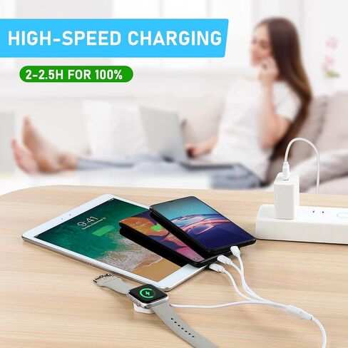 KOIPLMES 4 in 1 Watch Charger Cable, Fast Watch Charging Cord, Multi USB Charging Cable Compatible with Watch Series SE 8 7 6 5 4 3 2 1 &Phone&Tablets (1.2M/4ft) in Saudi Arabia
