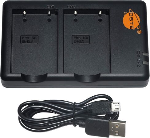 شاحن بطارية مزدوج سريع DSTE متوافق مع بطارية Nikon EN-EL5 ENEL5 وCoolPix 3700 4200 5200 5900 7900 P3 P4 P80 P90 P100 P500 P510 P520 P530 P5000 P5100 P6000 S10 in Saudi Arabia