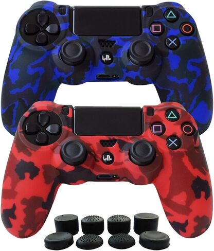 Hikfly Silicone Gel Controller Cover Skin Protector Compatible for PlayStation 4 PS4/PS4 Slim/PS4 Pro Controller (1 x Controller Cover with 8 x FPS Pro Thumb Grip Caps)(Blue) in Saudi Arabia