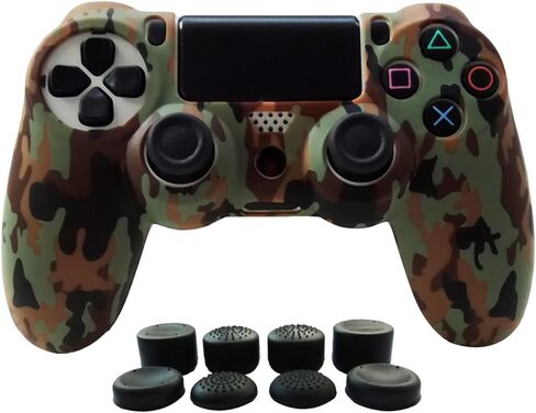 Hikfly Silicone Gel Controller Cover Skin Protector Compatible for PlayStation 4 PS4/PS4 Slim/PS4 Pro Controller (1 x Controller Cover with 8 x FPS Pro Thumb Grip Caps)(Blue) in Saudi Arabia