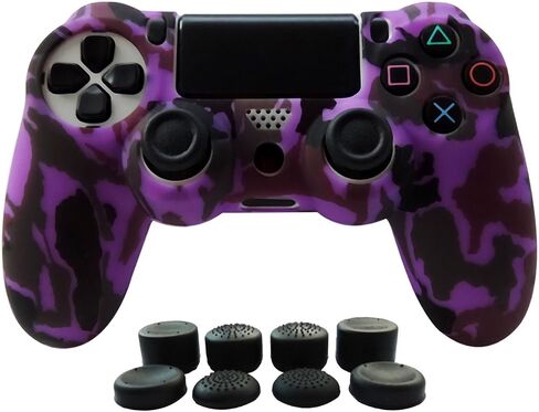 Hikfly Silicone Gel Controller Cover Skin Protector Compatible for PlayStation 4 PS4/PS4 Slim/PS4 Pro Controller (1 x Controller Cover with 8 x FPS Pro Thumb Grip Caps)(Blue) in Saudi Arabia