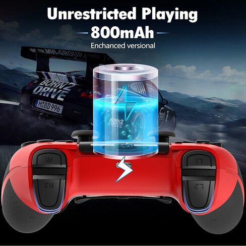 وحدة تحكم لاسلكية TECHPEIN متوافقة مع PS4/Pro/Slim/PC، جهاز تحكم عن بعد للألعاب لوحدة تحكم Playstation 4 مع عصا تحكم دقيقة محسنة/Turbo/صدمة مزدوجة/صوت/جيروسكوب 6 محاور/بطارية 800 مللي أمبير في الساعة (أحمر) in Kuwait