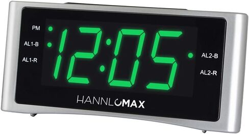 راديو منبه HANNLOMAX HX-148CR، راديو PLL FM، منبه مزدوج، شاشة LED خضراء 1.4 بوصة، منفذ USB لشحن 2.1 أمبير. in Saudi Arabia