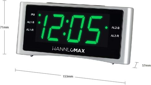 راديو منبه HANNLOMAX HX-148CR، راديو PLL FM، منبه مزدوج، شاشة LED خضراء 1.4 بوصة، منفذ USB لشحن 2.1 أمبير. in Saudi Arabia