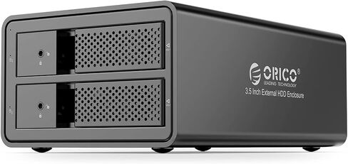 حاوية محرك الأقراص الصلبة الخارجية ORICO USB 3.0 إلى SATA 2 Bay مقاس 3.5 بوصة تدعم 32 تيرابايت (2 × 16 تيرابايت) حاوية تخزين بيانات توسيع من سبائك الألومنيوم - 9528U3 in Kuwait