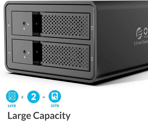 حاوية محرك الأقراص الصلبة الخارجية ORICO USB 3.0 إلى SATA 2 Bay مقاس 3.5 بوصة تدعم 32 تيرابايت (2 × 16 تيرابايت) حاوية تخزين بيانات توسيع من سبائك الألومنيوم - 9528U3 in Kuwait