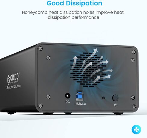 حاوية محرك الأقراص الصلبة الخارجية ORICO USB 3.0 إلى SATA 2 Bay مقاس 3.5 بوصة تدعم 32 تيرابايت (2 × 16 تيرابايت) حاوية تخزين بيانات توسيع من سبائك الألومنيوم - 9528U3 in Kuwait