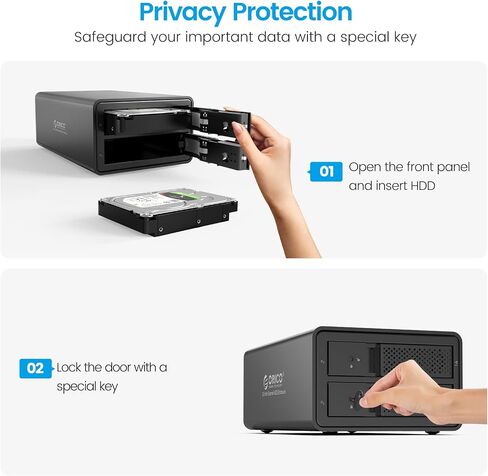 حاوية محرك الأقراص الصلبة الخارجية ORICO USB 3.0 إلى SATA 2 Bay مقاس 3.5 بوصة تدعم 32 تيرابايت (2 × 16 تيرابايت) حاوية تخزين بيانات توسيع من سبائك الألومنيوم - 9528U3 in Kuwait