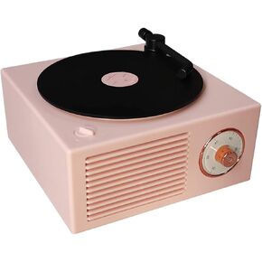 KintiSun الطراز القديم الطراز الكلاسيكي بلوتوث المتكلم الوردي Vinly سجل لاعب نمط لطيف نظرة الإبداعية هدية للفتيات باس تعزيز مكبر الصوت بصوت عال in Kuwait