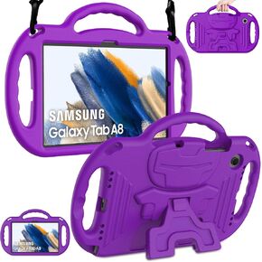 LTROP Kids Case for Samsung Galaxy Tab A8 10.5 2022(SM-X200/X205/X207) with Shoulder Strap - Galaxy Tab A8 Case for Kids, Shockproof Handle Stand Case for Samsung Galaxy Tab A8 10.5" 2022, Black