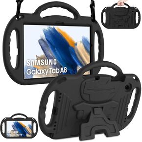 LTROP Kids Case for Samsung Galaxy Tab A8 10.5 2022(SM-X200/X205/X207) with Shoulder Strap - Galaxy Tab A8 Case for Kids, Shockproof Handle Stand Case for Samsung Galaxy Tab A8 10.5" 2022, Black