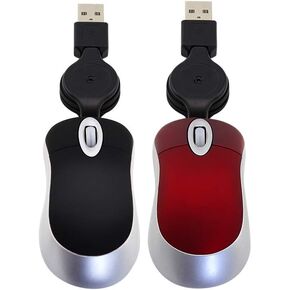 elec Space 2-Pack Mini Mouse Retractable Mini Travel Optical Mouse Small Pocket Mouse for Laptop Cute Mouse for Computer Women Small Hands (Black+Red) … in Kuwait