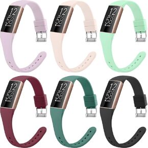 6 Pack Slim Soft Silicone Wristbands Compatible with Fitbit Charge 4 Bands, Sports Replacement Straps for Fitbit Charge 4 / Fitbit Charge 3 / Charge 4 SE/Charge 3 SE Women Men (6 Pack B)