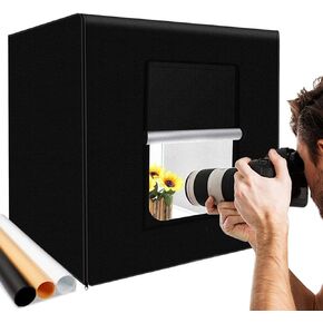 صندوق إضاءة استوديو الصور الفوتوغرافية مقاس 24 × 24 × 24 بوصة خيام تصوير احترافية قابلة للتعتيم 192 قطعة من مصابيح LED 5500K طقم صندوق إضاءة للصندوق الأبيض لإضاءة التصوير الفوتوغرافي مع 3 خلفيات PVC وحامل ثلاثي القوائم صغير in Kuwait