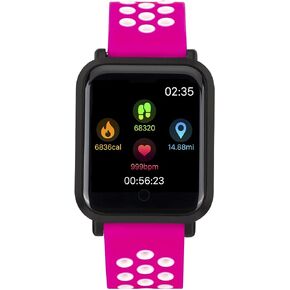 اي تتش ساعة ذكية رقمية اير 2 اس لتتبع اللياقة البدنية ومعدل ضربات القلب وعداد الخطوات ومراقب النوم والرسائل للنساء والرجال، شاشة تعمل باللمس، متوافقة مع ايفون واندرويد (فوشيا وابيض) in Kuwait