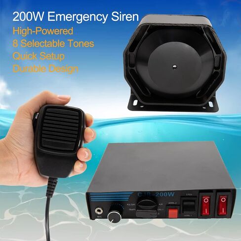 PA System for Trucks, Police Sirens for Vehicles and Police PA System for Cars Include PA Speaker, Mic System, Vehicle Siren box and 8 Tones 200-Watt Emergency Warning Siren in Saudi Arabia