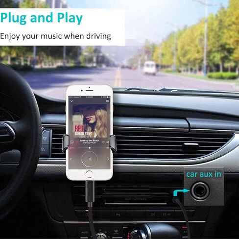 سلك Aux لهاتف iPhone، محول مقبس كابل صوت ذكر معتمد من Apple MFi إلى 3.5 مم متوافق مع iPhone 13/12/11/X/8/7/6/iPad/iPod لأجهزة ستريو المنزل في السيارة، وسماعة الرأس، ومكبر صوت 3.3FT (أسود) in Kuwait