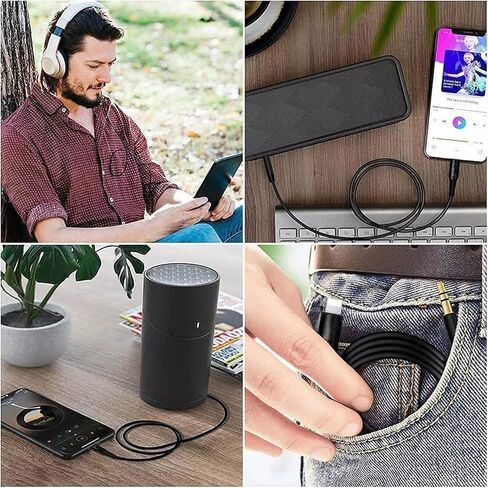 سلك Aux لهاتف iPhone، محول مقبس كابل صوت ذكر معتمد من Apple MFi إلى 3.5 مم متوافق مع iPhone 13/12/11/X/8/7/6/iPad/iPod لأجهزة ستريو المنزل في السيارة، وسماعة الرأس، ومكبر صوت 3.3FT (أسود) in Kuwait