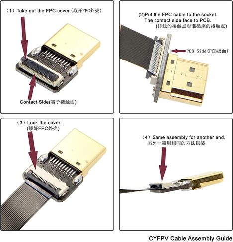 كابل مسطح من NFHK CYFPV بزاوية 90 درجة HDMI ذكر إلى أنثى FPC لتصوير فوتوغرافي عالي الدقة متعدد الطائرات in Saudi Arabia
