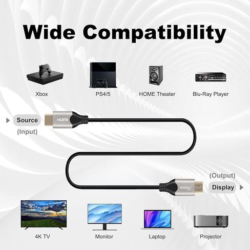 كابل Fizttzon 4K HDMI بطول 50 قدم عالي السرعة HDMI 2.0 يدعم 4K/60 هرتز، ثلاثي الأبعاد، 1080P، نقل 18 جيجابت في الثانية - رمادي in Kuwait