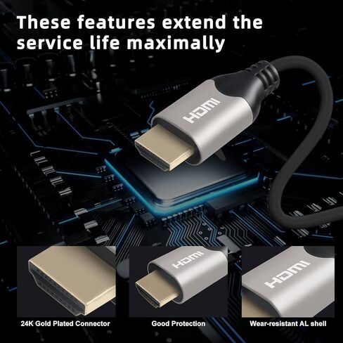كابل Fizttzon 4K HDMI بطول 50 قدم عالي السرعة HDMI 2.0 يدعم 4K/60 هرتز، ثلاثي الأبعاد، 1080P، نقل 18 جيجابت في الثانية - رمادي in Kuwait